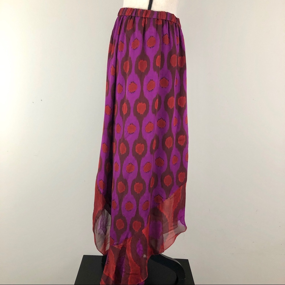 DVF Printed Louella Handkerchief-Hem Silk Skirt - Picture 6 of 8